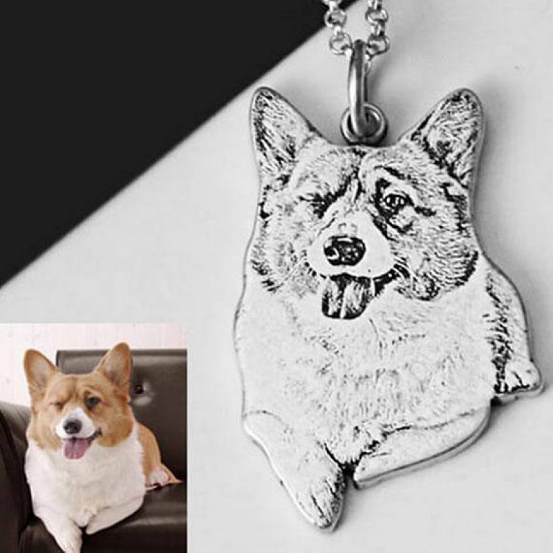 gravierte Haustier-Schmuck Bild-Münzen-Halskette Haustier-Memorial personalisierte Hundehalskette personalisierter Hund-Charme Haustier-Foto-Halskette Haustier-Liebhaber