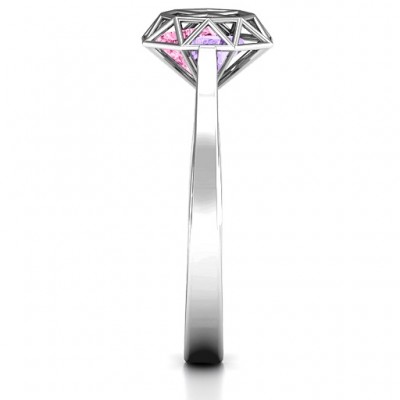 Personalisierte Diamant Cage Ring mit Encased Herz Steine