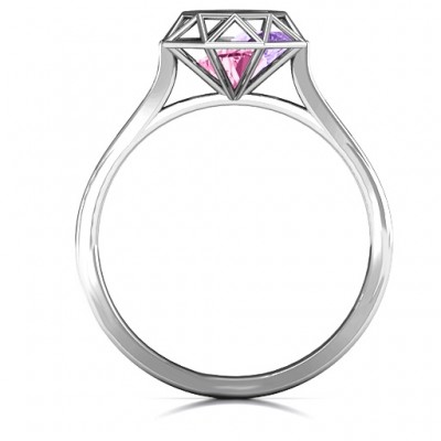 Personalisierte Diamant Cage Ring mit Encased Herz Steine