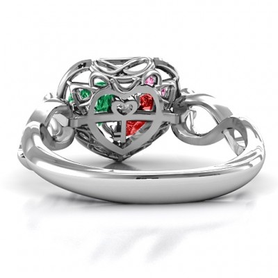 2016 Petite Caged Herz Ring mit Infinity Band