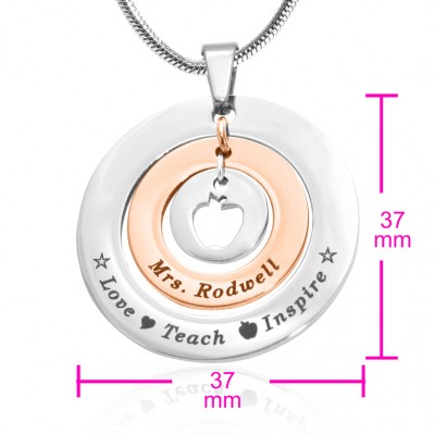 Personalisierte Kreise der Liebe Halskette Lehrer ZWEI TON Rose Gold Silber