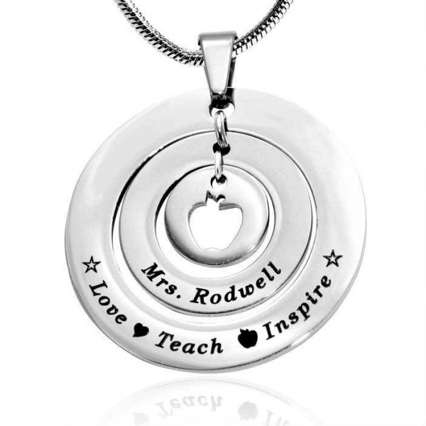 Personalisierte Kreise der Liebe Halskette Lehrer Sterling Silber