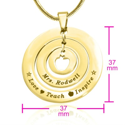 Personalisierte Kreise der Liebe Halskette Lehrer 18 karätigem Gold überzogen