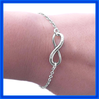 Personalisierte Klassische Unendlichkeit Armband / Fußkette Sterling Silber
