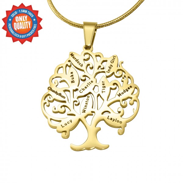 Personalisierte Tree of My Life Halskette 10 18 Karat Gold überzogen