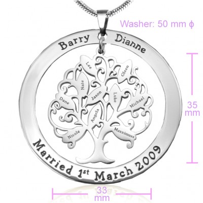Personalisierte Tree of My Life Washer Halskette 10 Sterling Silber