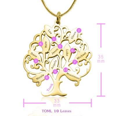 Personalisierte Tree of My Life Halskette 10 18 Karat Gold überzogen