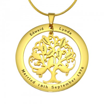 Personalisierte Tree of My Life Washer Halskette 10 18 Karat Gold überzogen