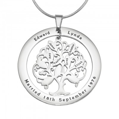 Personalisierte Tree of My Life Washer Halskette 10 Sterling Silber