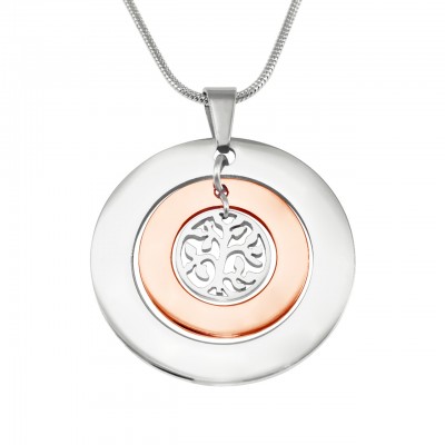 Personalisierte Kreise der Liebe Halskette Baum ZWEI TON Rose Gold Silber