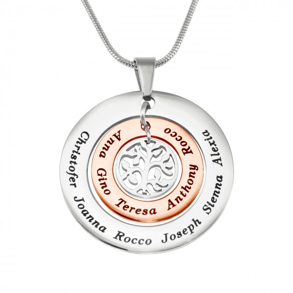 Personalisierte Kreise der Liebe Halskette ZWEI TON Rose Gold Silber