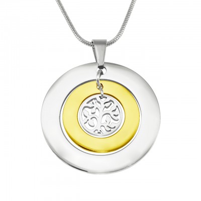 Personalisierte Kreise der Liebe Halskette Baum ZWEI TON Gold, Silber,
