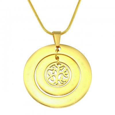 Personalisierte Kreise der Liebe Halskette Baum 18 karätigem Gold überzogen