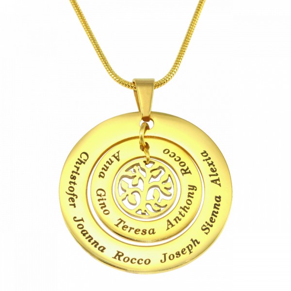 Personalisierte Kreise der Liebe Halskette Baum 18 karätigem Gold überzogen