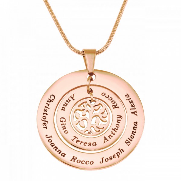 Personalisierte Kreise der Liebe Halskette Baum 18ct Rose Gold überzogen