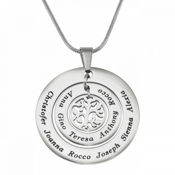 Personalisierte Kreise der Liebe Halskette Baum Silber