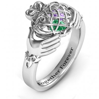 Caged Herzen Celtic Claddagh Ring