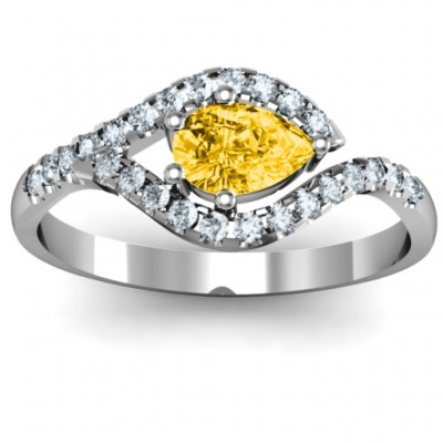 Golden Eye Pear Ring mit Accent Infusion