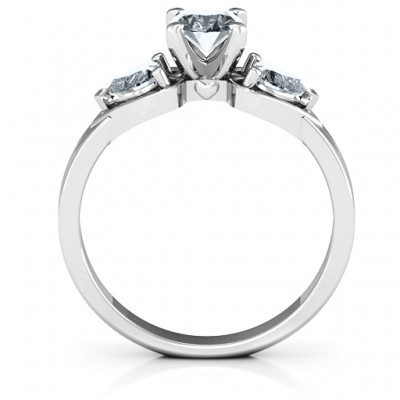 Hearts and Stone Solitaire Ring