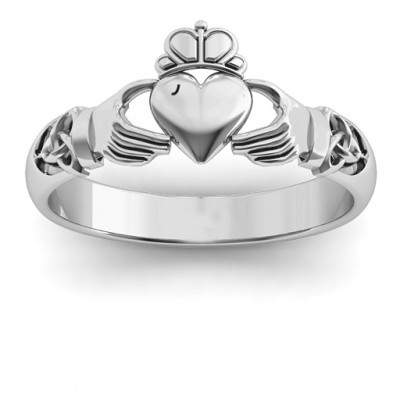 Sterling Silver Celtic geknotete Claddagh Ring