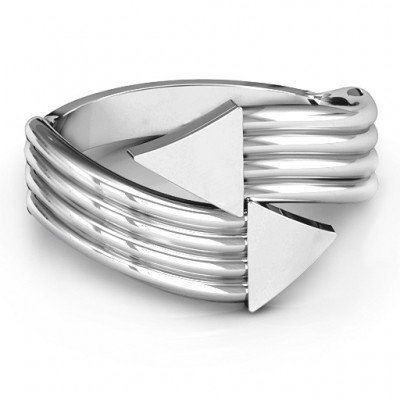 Sterling Silber Geometric Arrows und Triangles Bypass Ring