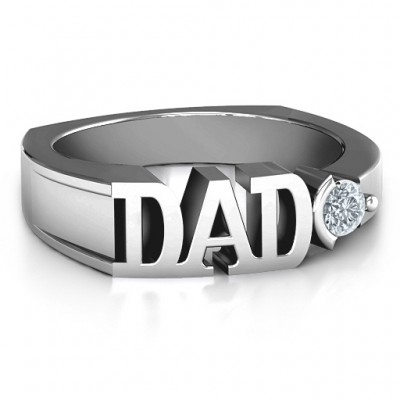 Sterling Silber Greatest Dad birthstone Ring der Männer mit Peridot (simuliert) Stein