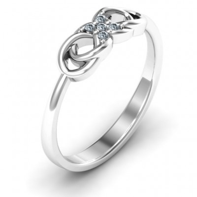 Sterling Silber Infinity Knoten Ring mit Akzenten