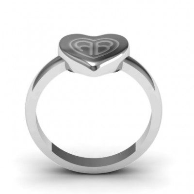 Sterling Silber Große graviertes Monogramm Herz Ring