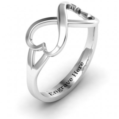 Sterling Silber Einfache Doppel Herz Infinity Ring