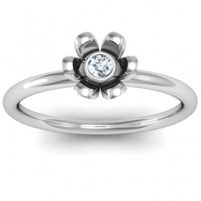 Sterling Silber Stein in 'Magnolia' Ring