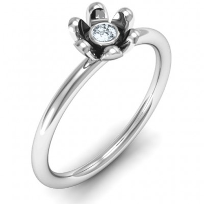 Sterling Silber Stein in 'Magnolia' Ring