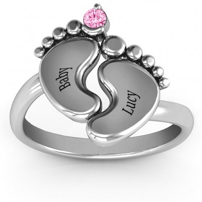 Sterling Silber Toe tally In Love Engravable Birthstone Abdruck Ring