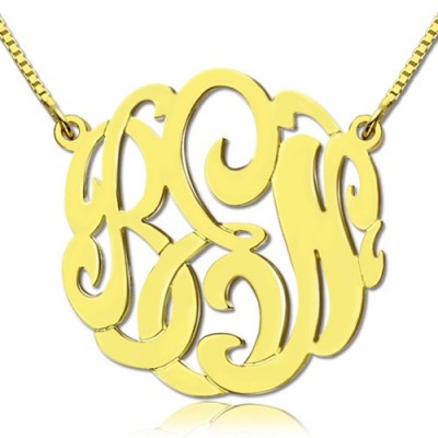 18 karätigem Gold überzogen große Monogramm Halskette Handbemalte