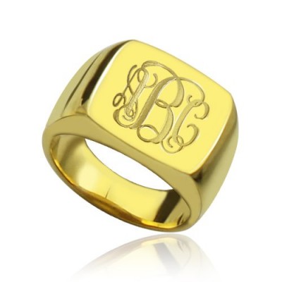 18ct Gold überzogene Art und Weise Monogramm Initialen Ring