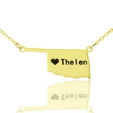 Goldene Oklahoma Halskette | Personalisiert mit Herz & Namen – Dein Stück Heimat