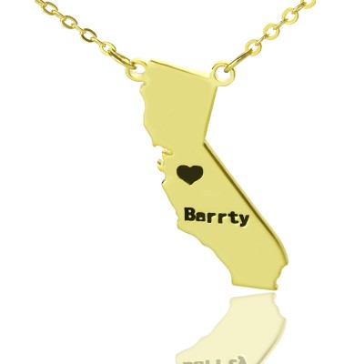 California State geformte Halskette mit Herz Namen Gold überzogen