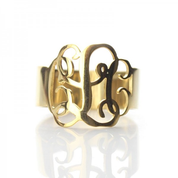 Solid Gold Personalisierte Monogramm Ring