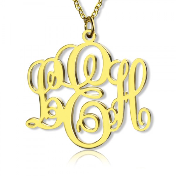 Perfekt Fantastisches Monogramm Halsketten Geschenk 18 karätigem Gold überzogen