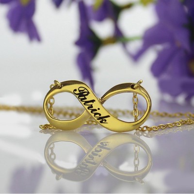 Infinity Symbol Schmuck Halskette Gravierte Name 18 karätigem Gold überzogen