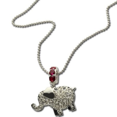Elefant Charme Halskette mit Namen Geburtsstein Sterling Silber