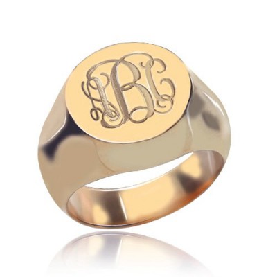 Kreis Designs Signet Monogramm Initialen Ring Rose Gold