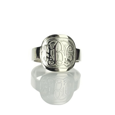 Gravierte Design Monogramm Ring Sterling Silber