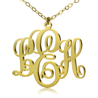 Personalisierte Rebe Font Initialen Monogramm Halskette 18 karätigem Gold überzogen