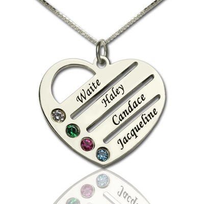 Mütter Herz Halskette Geschenk mit Geburtsstein Name Personalisierte