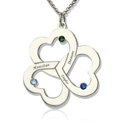 Personalisierte Drei Dreifache Herz Kleeblatt Halskette mit Namen