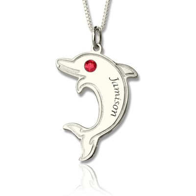 Dolphin Halskette mit Geburtsstein Name Sterling Silber
