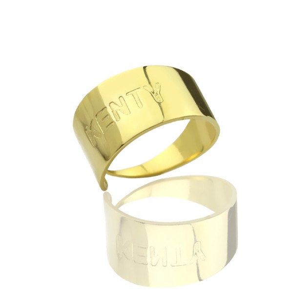 18ct Gold überzogener Name eingraviert Cuff Ringe