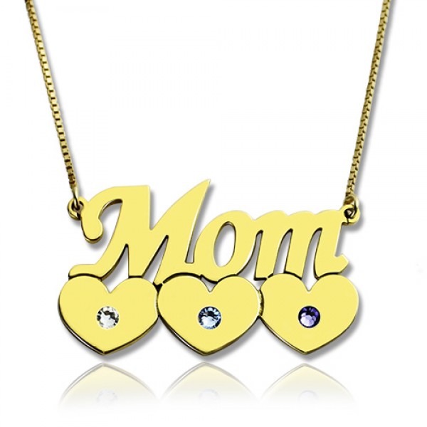 Moms Halskette mit Kindern birthstone In 18 karätigem Gold überzogen