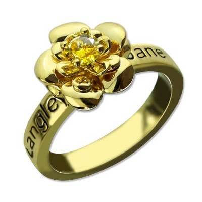 Versprich Rose Ring für sie mit 18 karätigem Gold überzogen Geburtsstein