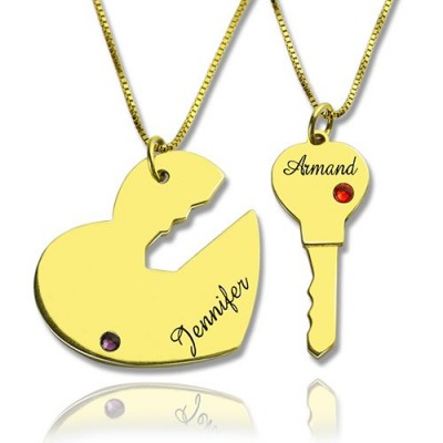 Schlüssel zu meinem Herzen Paar Namensanhänger Ketten Gold